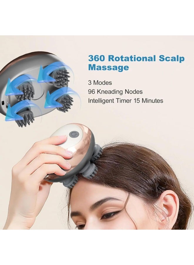 Arabest Electric Cordless Hair Scalp Massager with Kneading, Waterproof Rechargeable Handheld Portable Head Scratcher for Hair Growth, Stress Relax and Pain Relief, Ideal Gifts for Women & Men (Gold) - Image 2